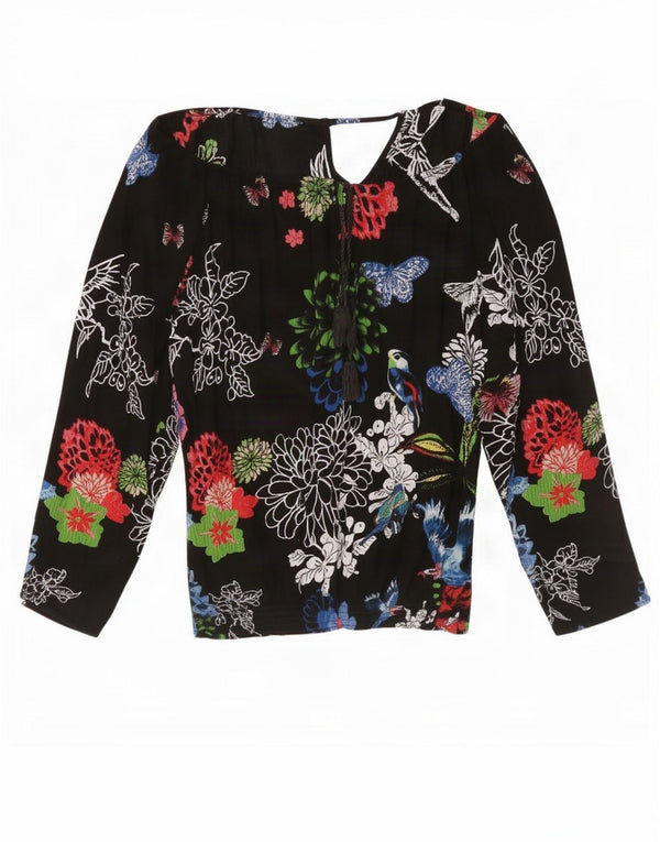 Desigual Womens Oversized Long Sleeve Blouse Top UK 18 XL Black Floral