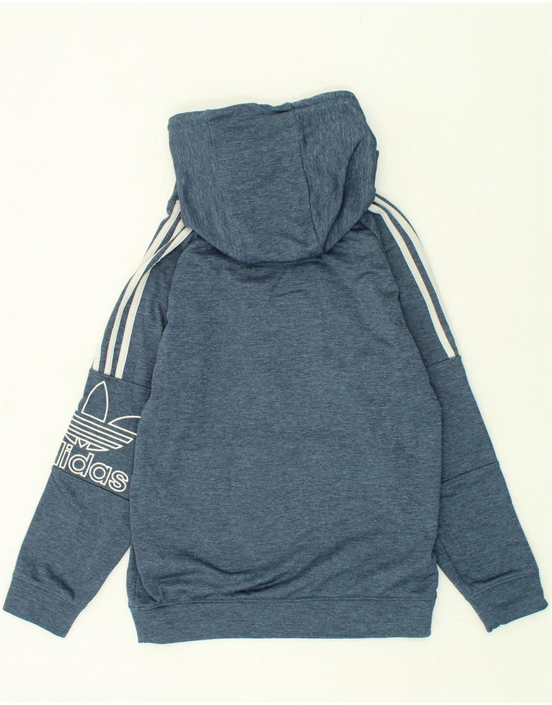 ADIDAS Womens Graphic Hoodie Jumper UK 14 Medium Blue Flecked Cotton Vintage Adidas and Second-Hand Adidas from Messina Hembry 