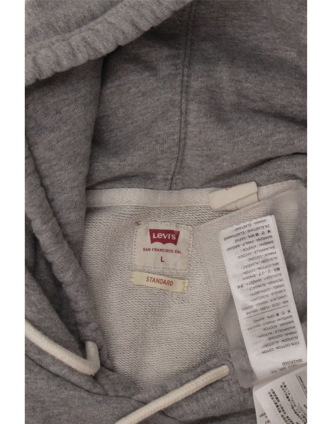 LEVI'S Mens Standard Standard Fit Graphic Hoodie Jumper Large Grey Cotton