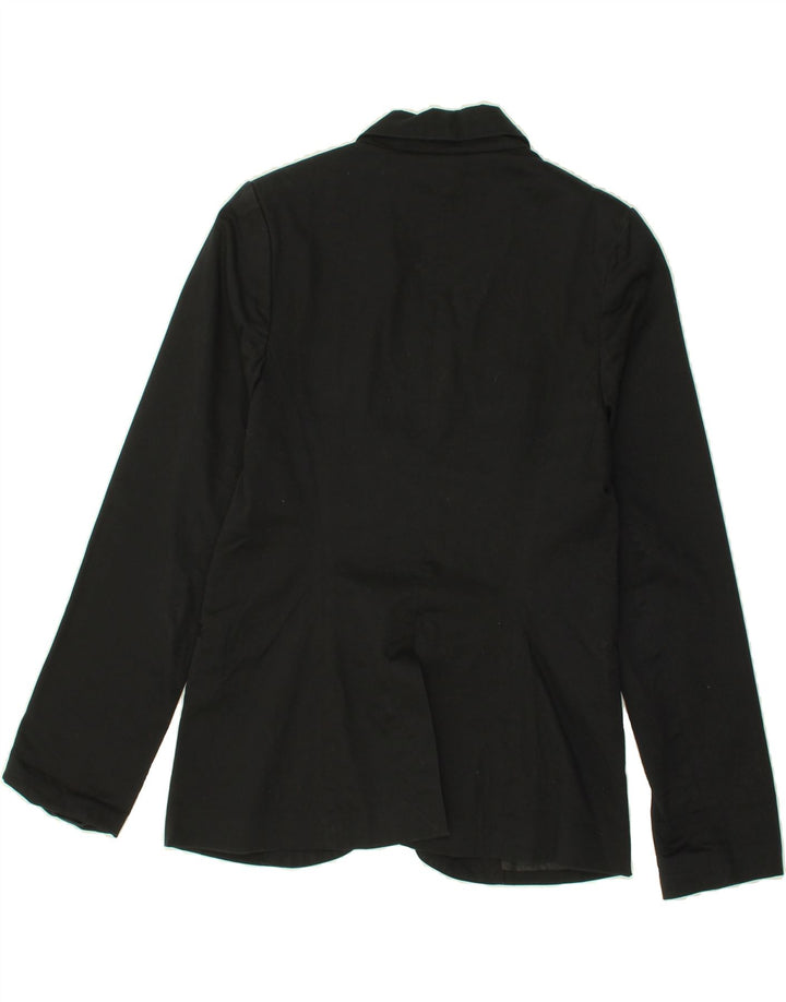 MOSSIMO Womens 1 Button Blazer Jacket UK 10 Small Black Cotton Vintage Mossimo and Second-Hand Mossimo from Messina Hembry 