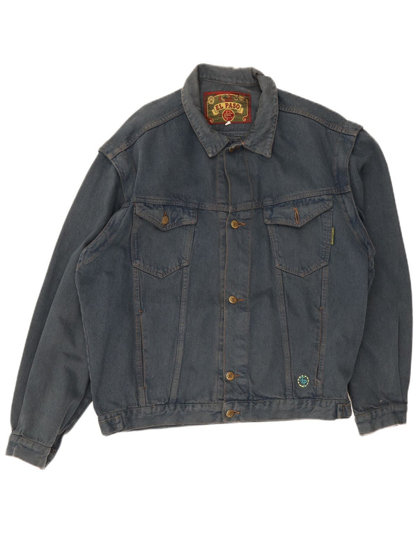 El Paso Mens Denim Jacket UK 40 Large Blue Cotton