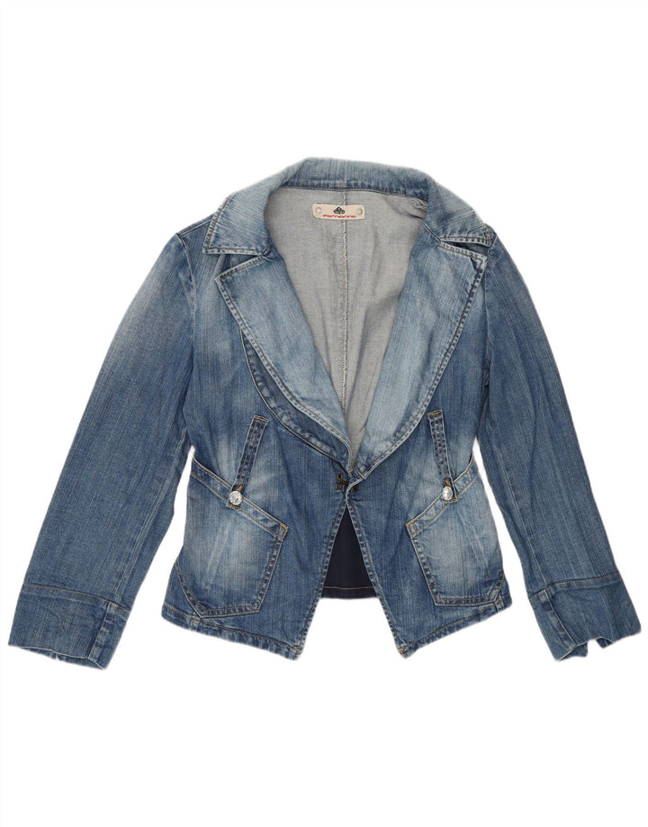 Fornarina Womens Crop Denim Blazer Jacket UK 8 Small Blue