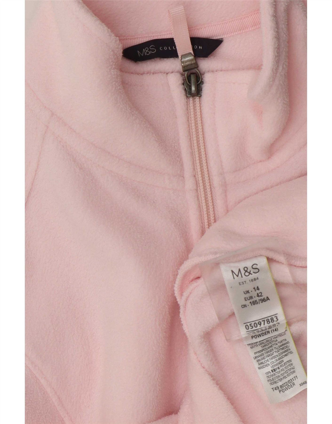 Marks & Spencer Womens Fleece Jacket UK 14 Large Pink Polyester