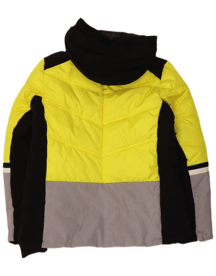 Icepeak Mens Hooded Padded Jacket UK 38 Medium Yellow Colourblock