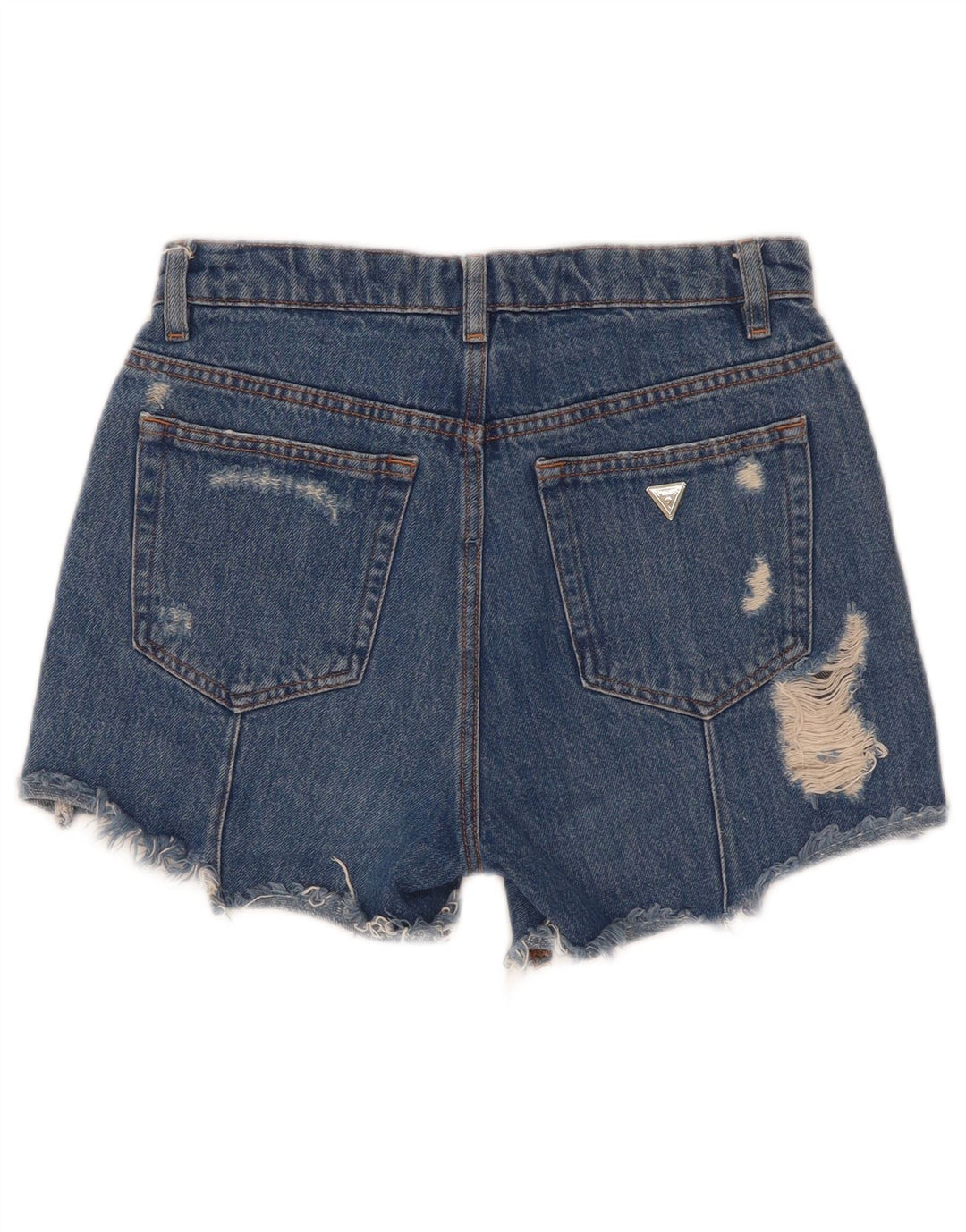 Guess Womens Distressed Denim Shorts W25 XS Blue Polyester