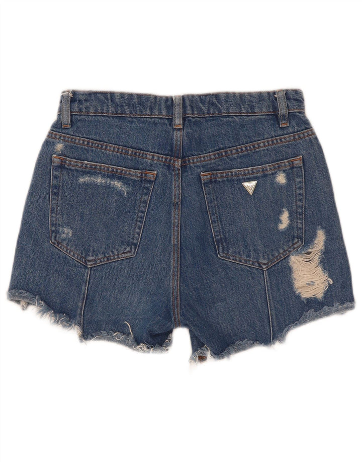 Guess Womens Distressed Denim Shorts W25 XS Blue Polyester