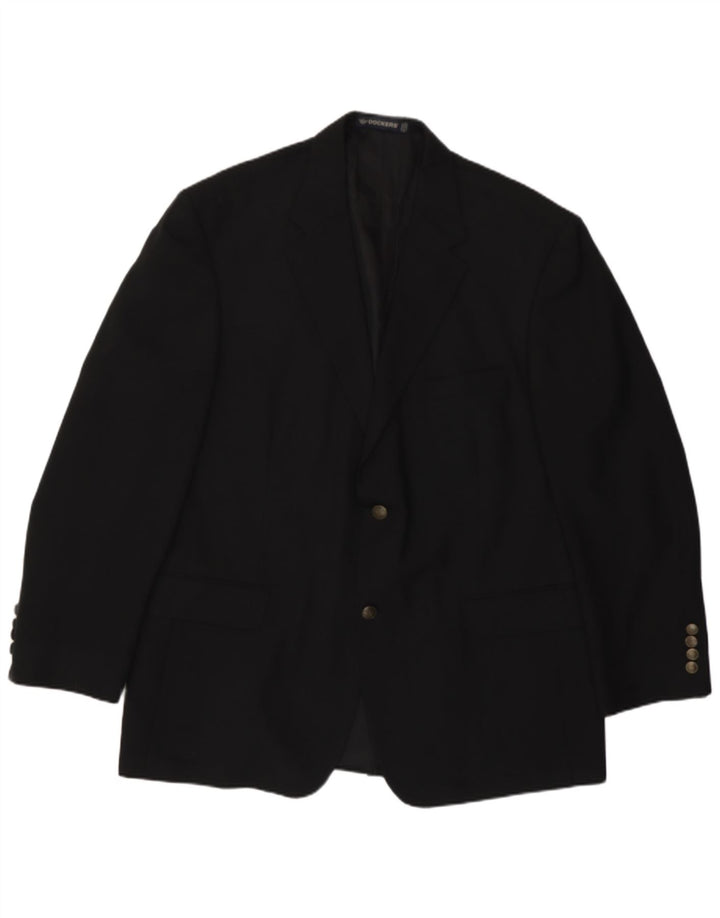 Dockers Mens 2 Button Blazer Jacket UK 44 2XL Black Polyester
