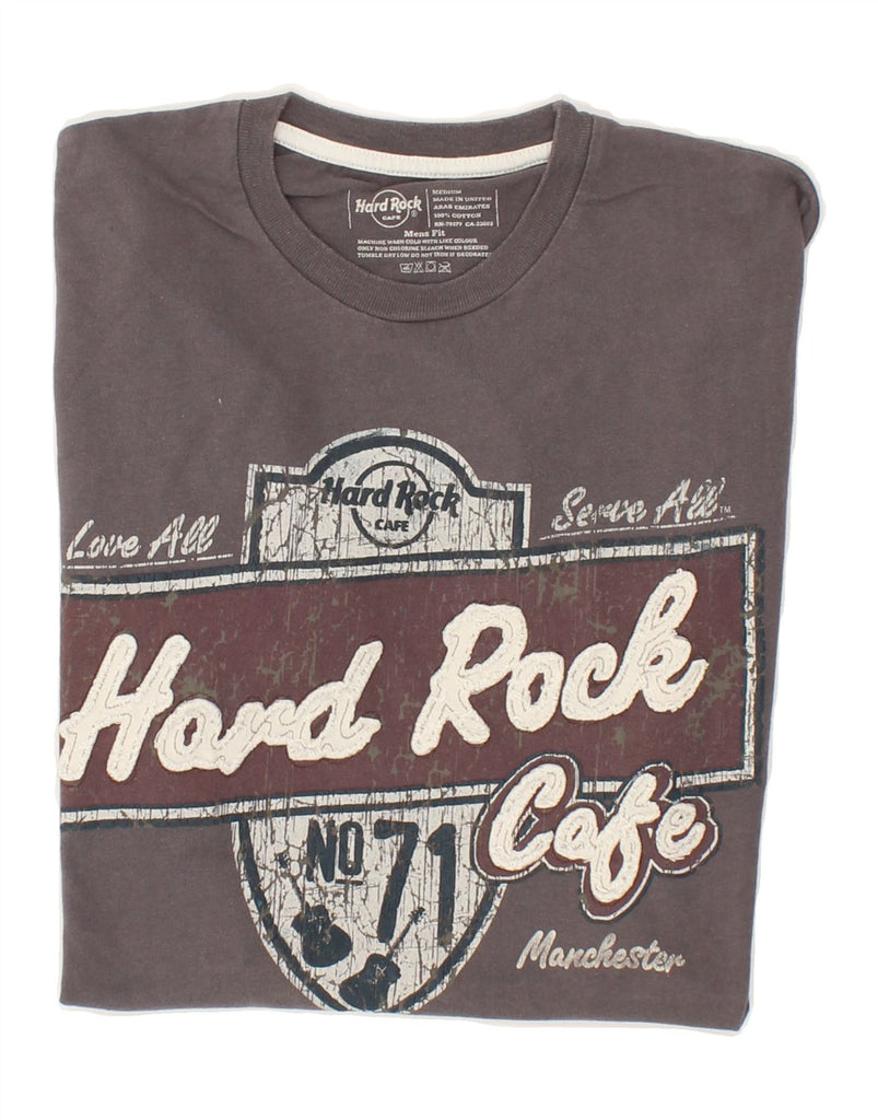 HARD ROCK CAFE Mens Manchester Graphic T-Shirt Top Medium Grey Cotton | Vintage Hard Rock Cafe | Thrift | Second-Hand Hard Rock Cafe | Used Clothing | Messina Hembry 