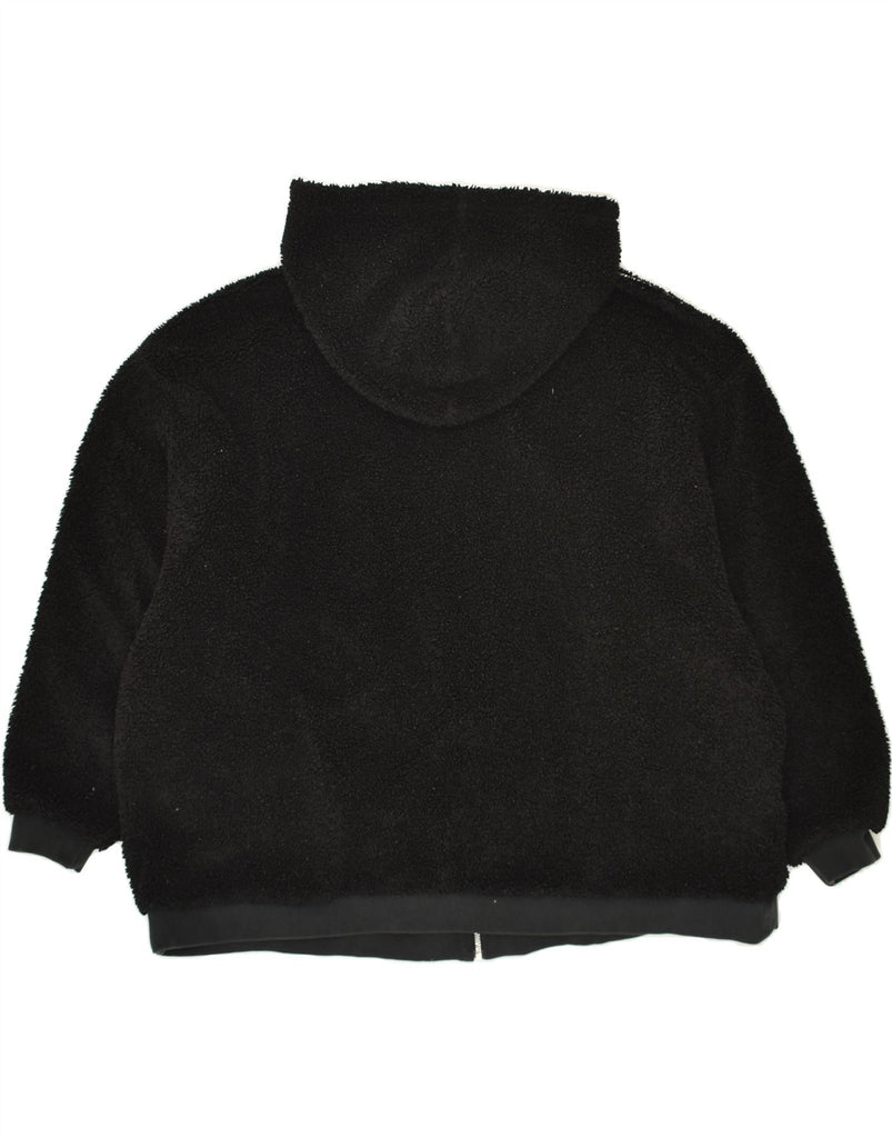 ADIDAS Womens Hooded Fleece Jacket UK 14 Large  Black Polyester | Vintage Adidas | Thrift | Second-Hand Adidas | Used Clothing | Messina Hembry 