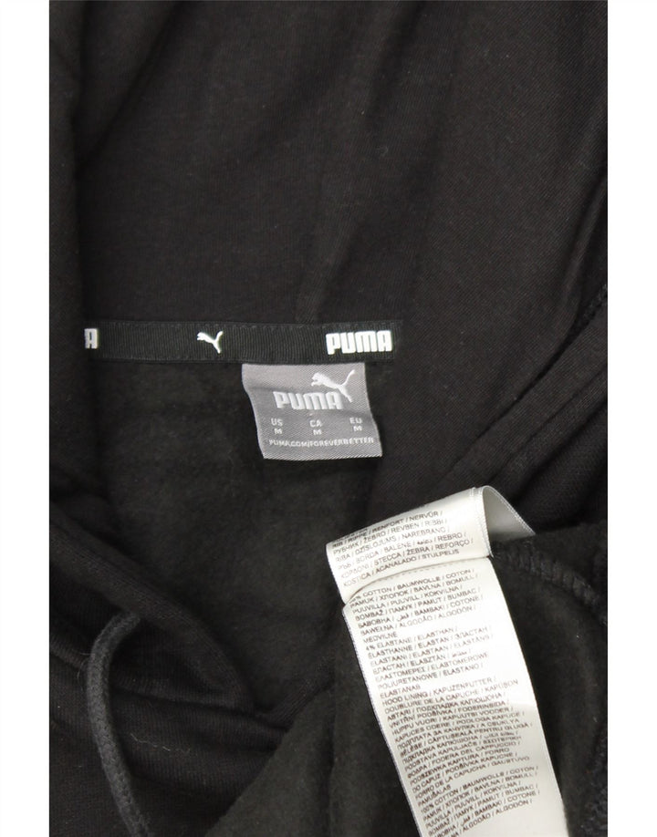PUMA Womens Graphic Hoodie Jumper UK 14 Medium Black Cotton