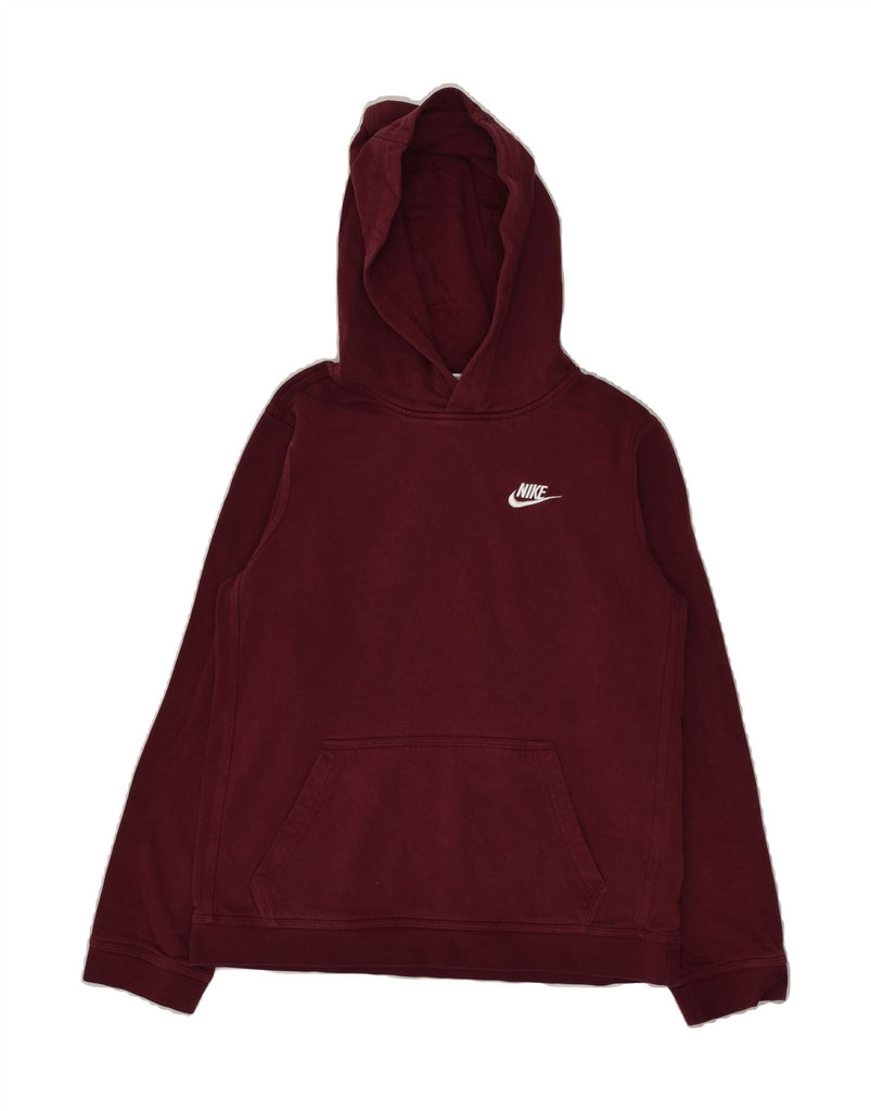 NIKE Girls Hoodie Jumper 13-14 Years XL Burgundy Cotton | Vintage Nike | Thrift | Second-Hand Nike | Used Clothing | Messina Hembry 