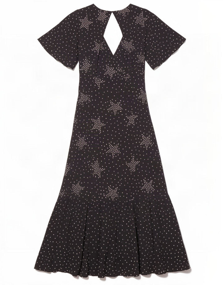 Topshop Womens Abstract Pattern Maxi Dress UK 8 Small Black Spotted