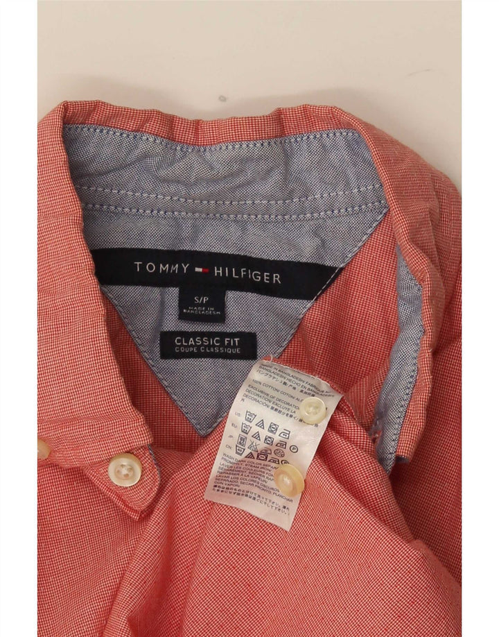 Tommy Hilfiger Mens Short Sleeve Classic Fit Shirt Small Red Houndstooth