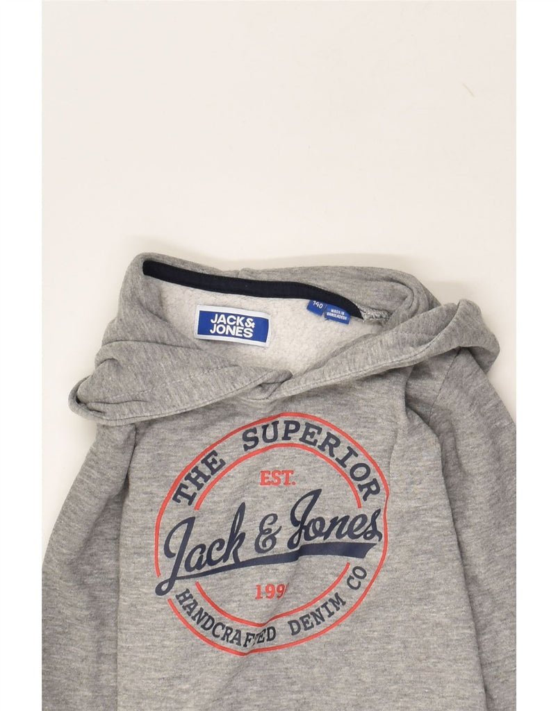 JACK & JONES Boys Graphic Hoodie Jumper 8-9 Years Grey Cotton | Vintage Jack & Jones | Thrift | Second-Hand Jack & Jones | Used Clothing | Messina Hembry 