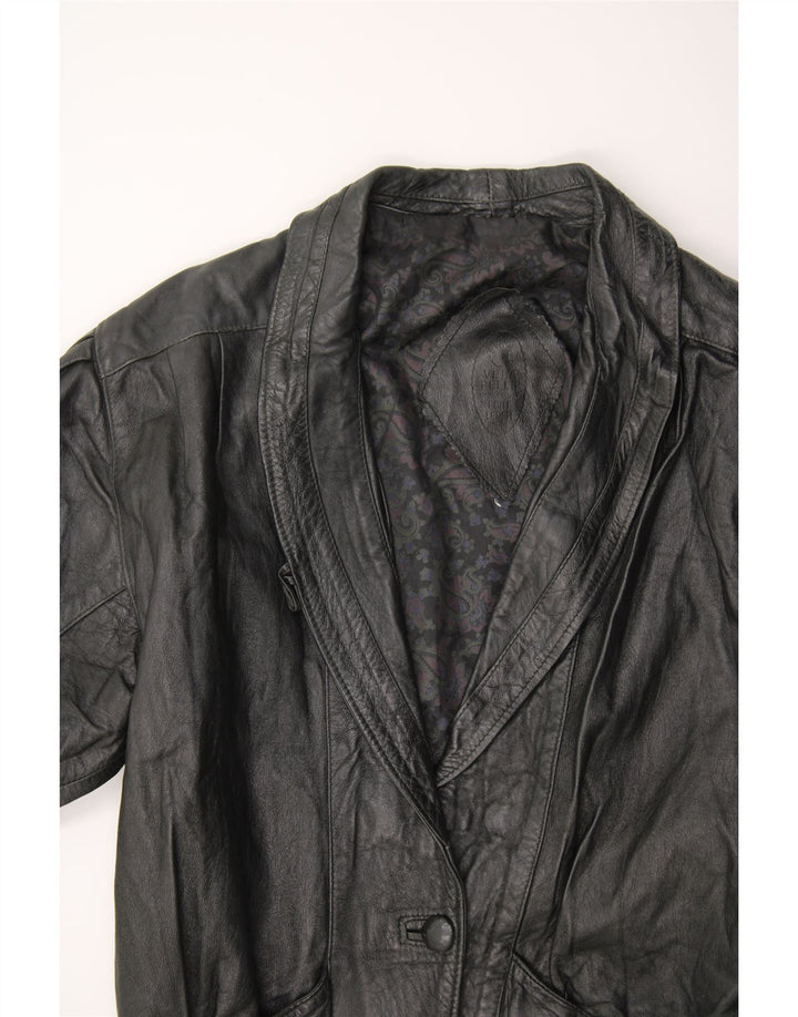 VINTAGE Womens Leather Jacket UK 12 Medium Black Leather Vintage Vintage and Second-Hand Vintage from Messina Hembry 