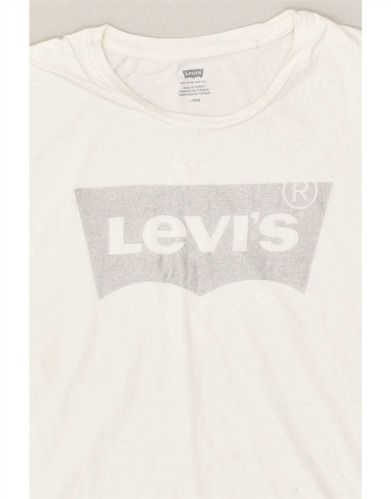 LEVI'S Womens Graphic T-Shirt Top UK 16 Large White Cotton | Vintage Levi's | Thrift | Second-Hand Levi's | Used Clothing | Messina Hembry 