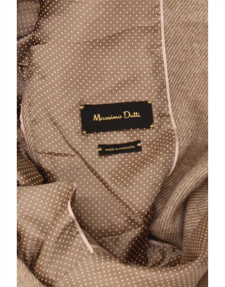 Massimo Dutti Womens 1 Button Blazer Jacket UK 12 Medium Beige