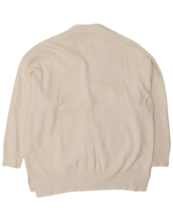 Zara Womens Oversized Cardigan Sweater UK 10 Small White Viscose