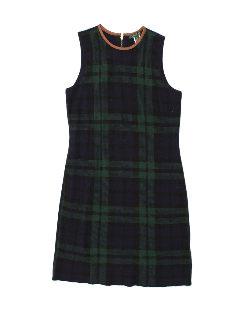 RALPH LAUREN Womens Sleeveless Jumper Dress UK 12 Medium Green Check Vintage Ralph Lauren and Second-Hand Ralph Lauren from Messina Hembry 