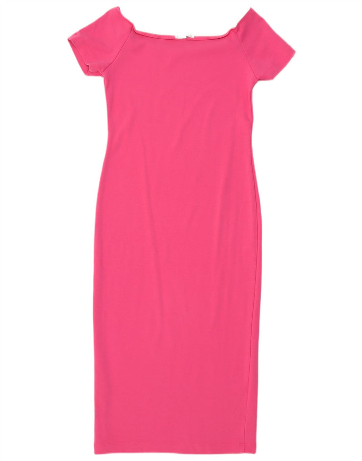 ZARA Womens Sheath Dress UK 12 Medium Pink Cotton