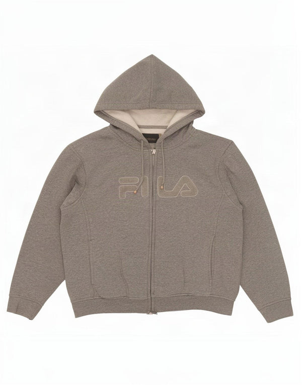 Fila Womens Graphic Oversized Zip Hoodie Sweater UK 18 XL Grey Cotton