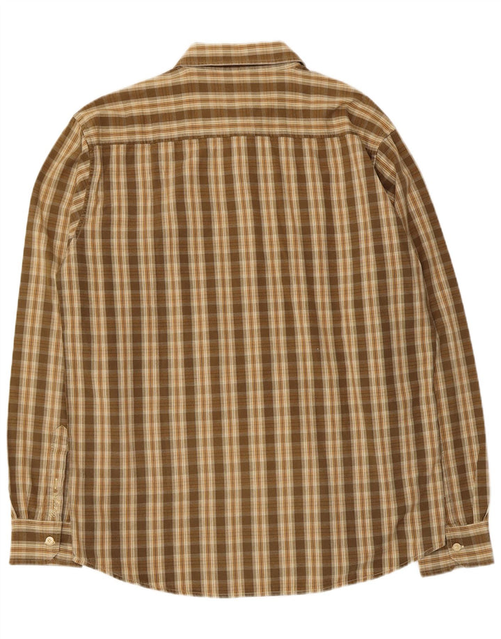 Wrangler Mens Shirt Large Brown Check Cotton