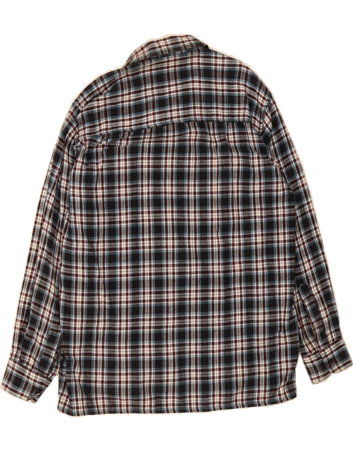 VINTAGE Mens Flannel Shirt Size 41/42 Large Navy Blue Check Cotton Vintage Vintage and Second-Hand Vintage from Messina Hembry 