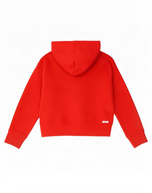 Zara Womens Crop Oversized Hoodie Jumper UK 10 Small Red Cotton