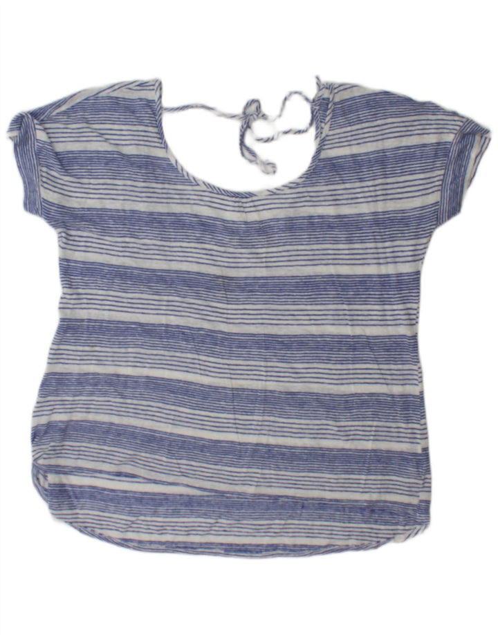 Fat Face Womens Blouse Top UK 16 Large  Blue Striped Linen