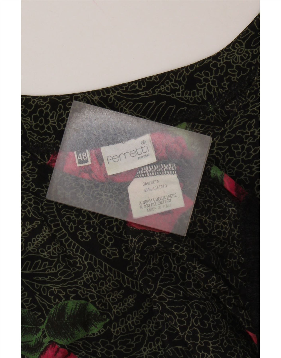 FERRETTI Womens Long Sleeve Blouse Top IT 48 XL Black Floral Silk
