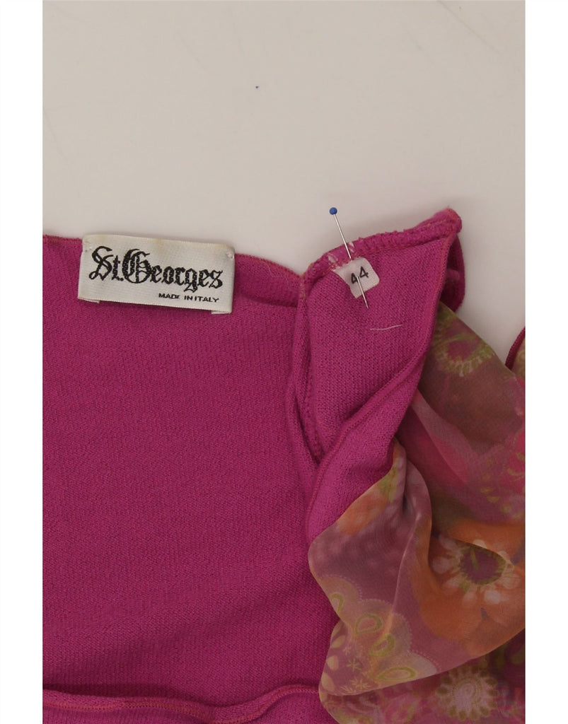 ST. GEORGES Womens Front Tie Blouse Top IT 44 Medium Pink Floral Viscose Vintage St. Georges and Second-Hand St. Georges from Messina Hembry 