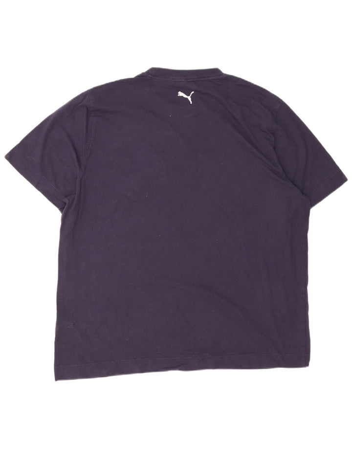 PUMA Mens Graphic T-Shirt Top 2XL Navy Blue Cotton