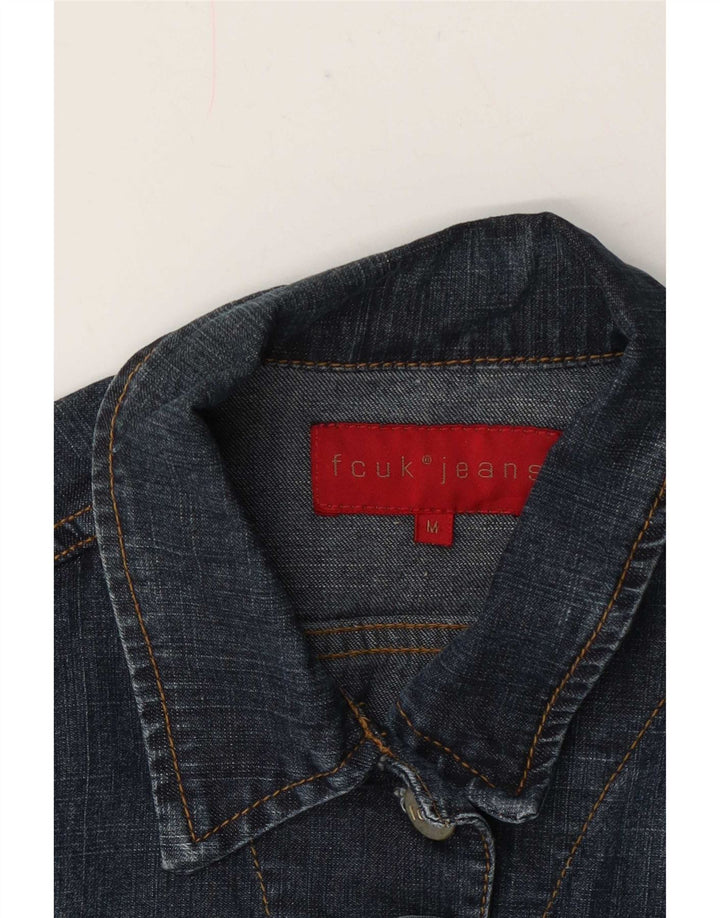 Fcuk Womens Crop Denim Jacket UK 12 Medium Blue