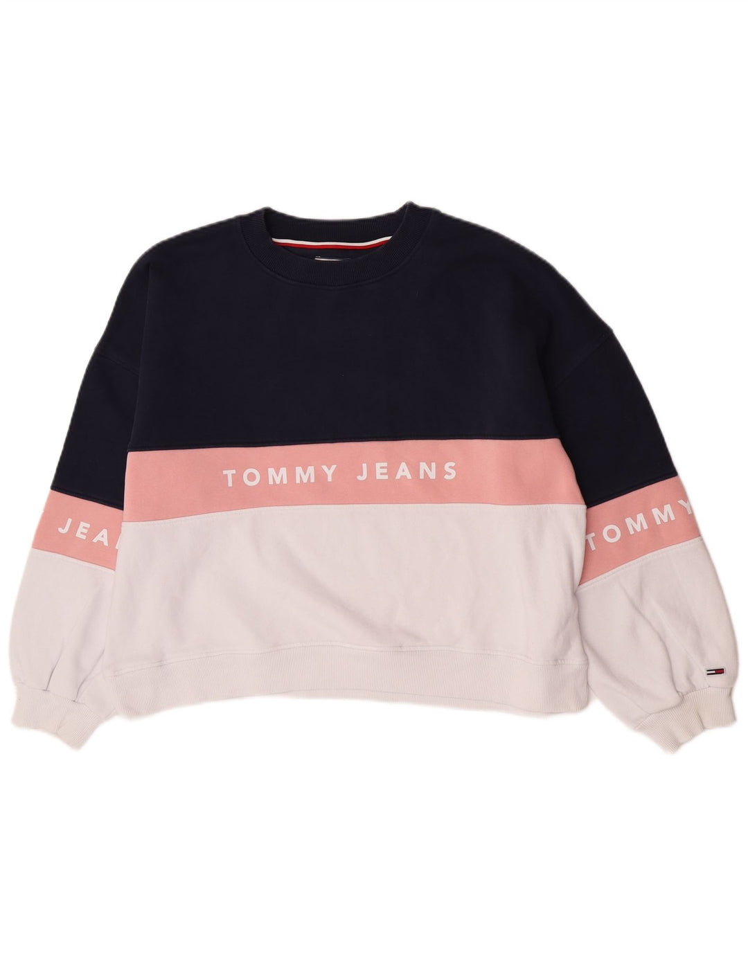 Tommy Hilfiger Womens Graphic Sweatshirt Jumper UK 14 Medium Navy Blue
