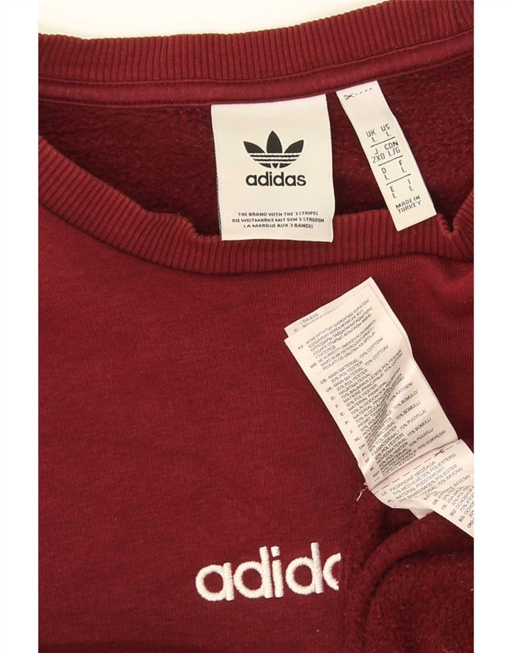 Adidas Mens Graphic Sweatshirt Jumper Large Maroon Cotton