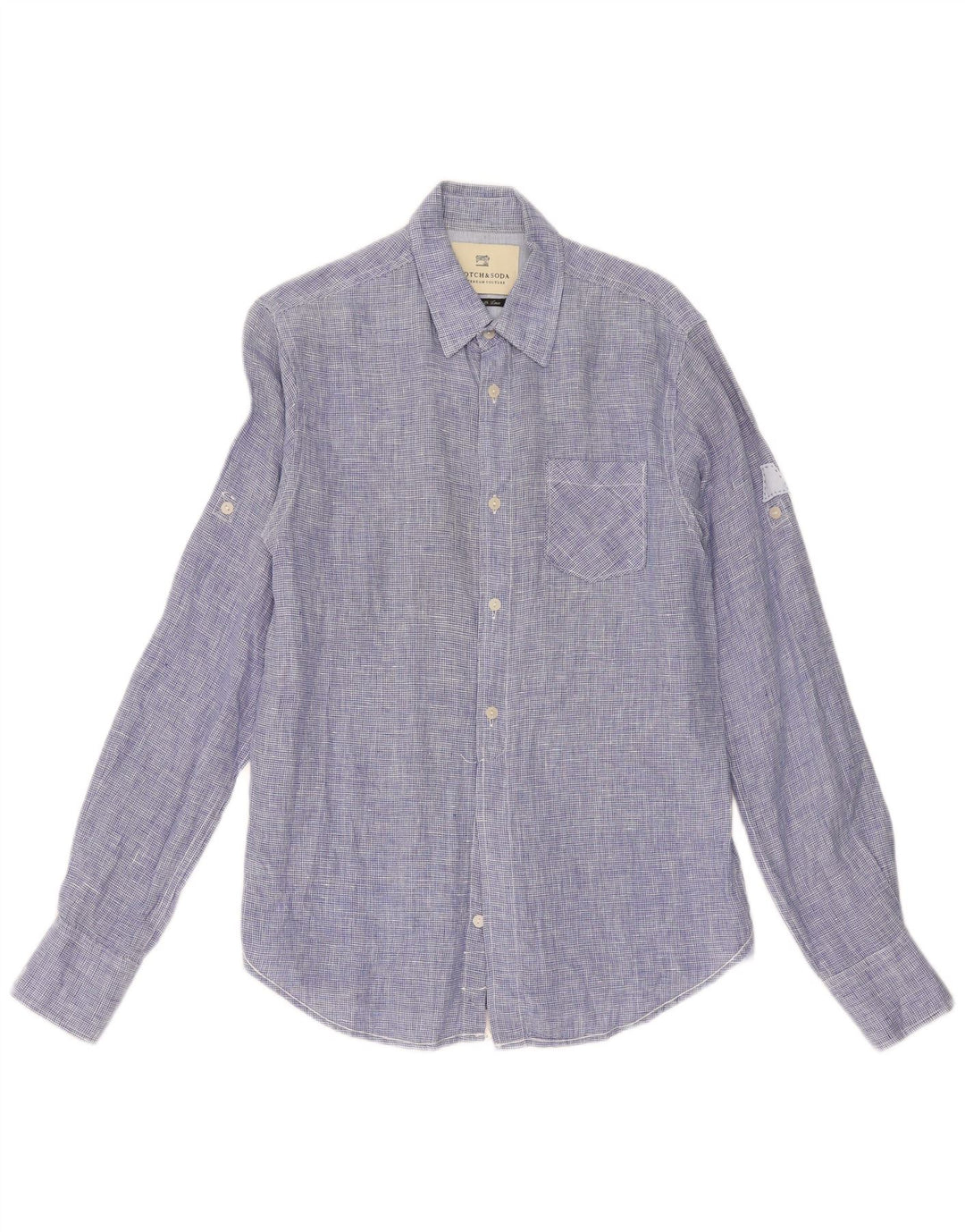Scotch & Soda Mens Shirt Small Blue Houndstooth