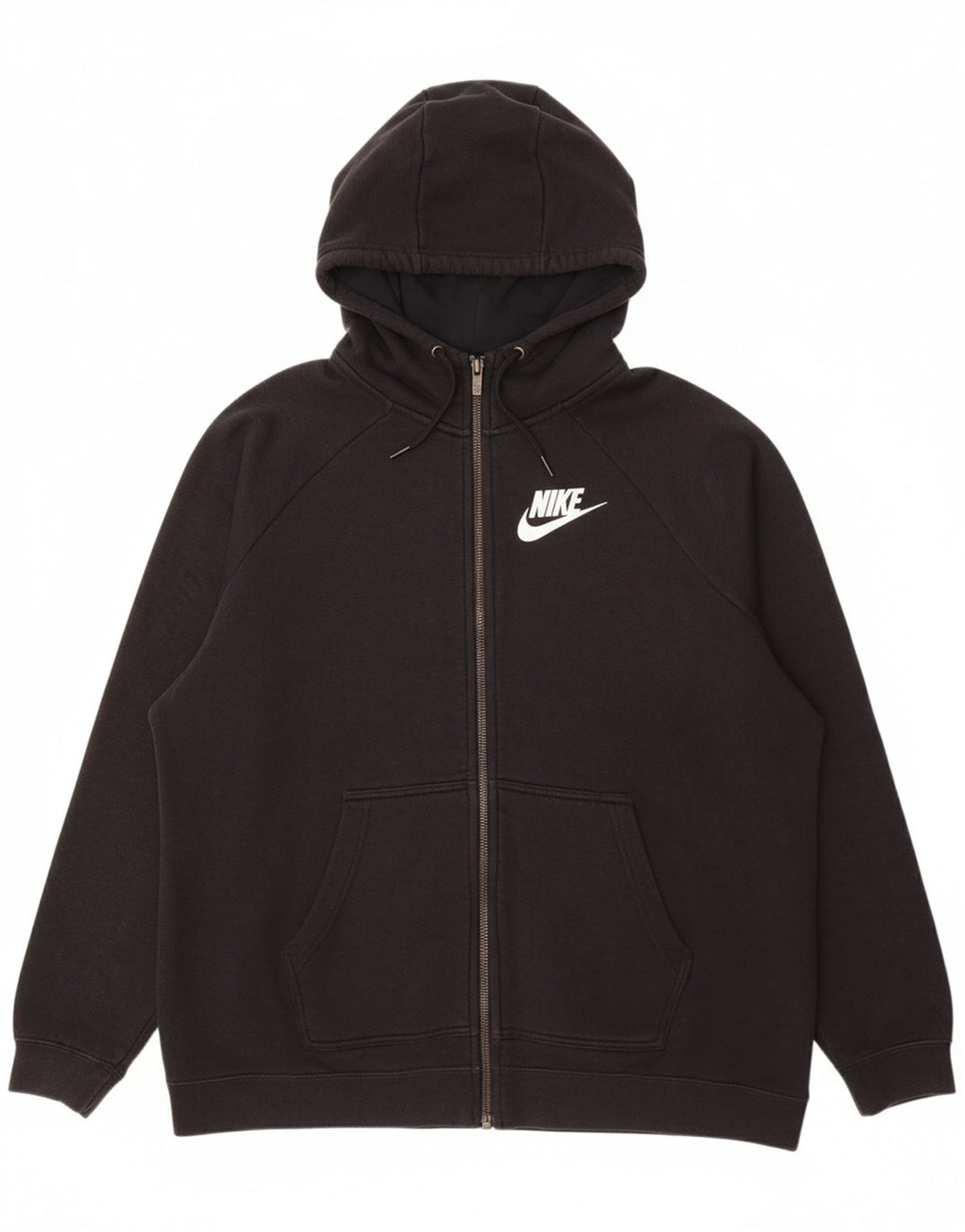 NIKE Mens Zip Hoodie Sweater XL Black Cotton