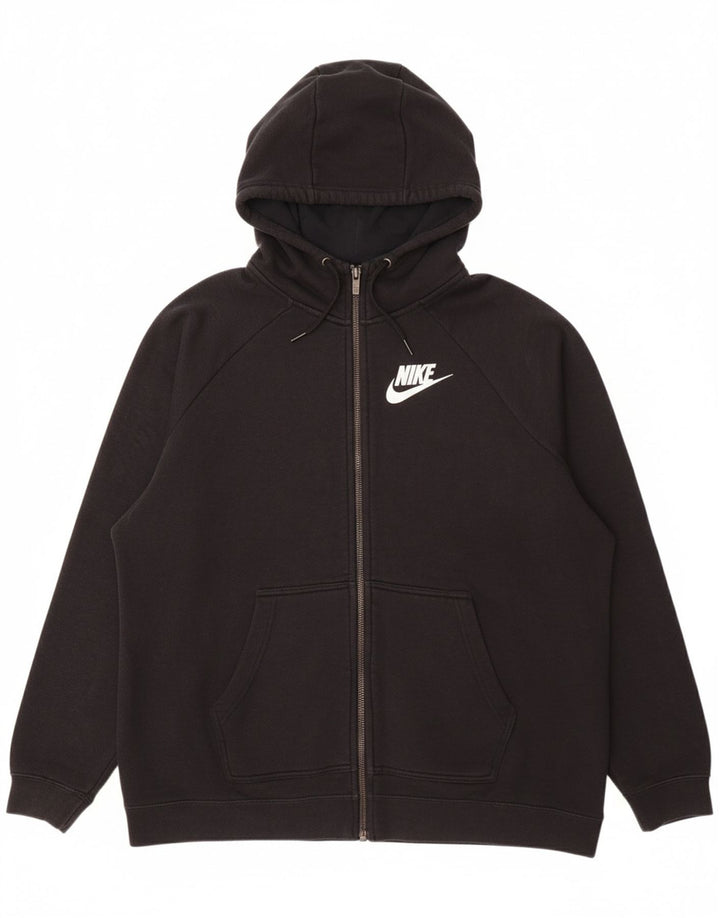 NIKE Mens Zip Hoodie Sweater XL Black Cotton