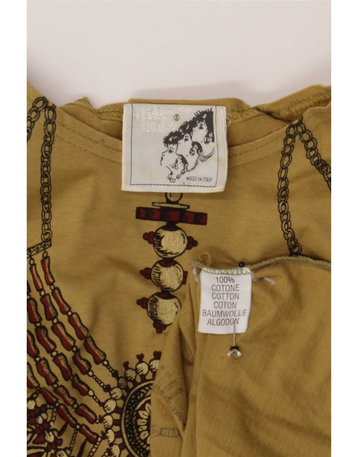 Vintage Womens Abstract Pattern Graphic T-Shirt Top IT 46 Large Brown