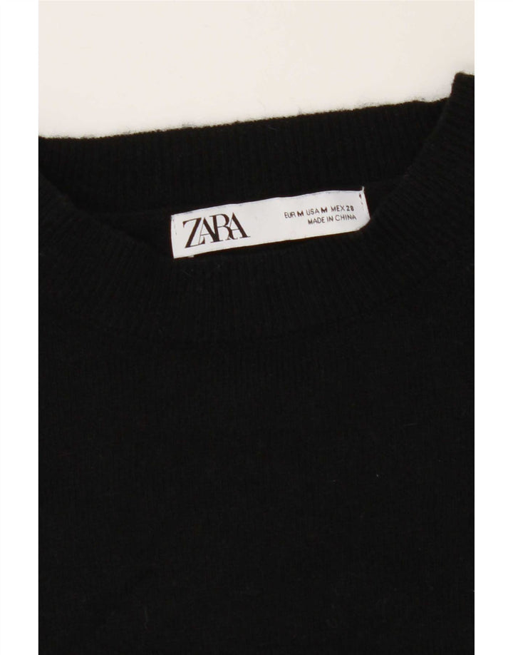 Zara Womens Oversized Crew Neck Jumper Sweater UK 14 Medium Black