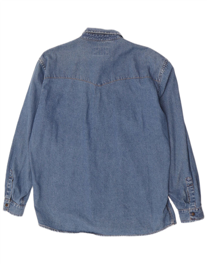 Vintage Mens Denim Shirt Large Blue