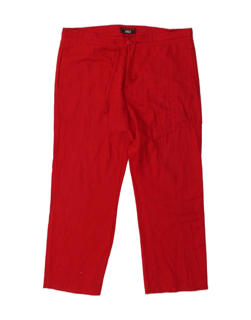 RIFLE Womens Straight Chino Trousers W36 L28  Red Linen | Vintage Rifle | Thrift | Second-Hand Rifle | Used Clothing | Messina Hembry 