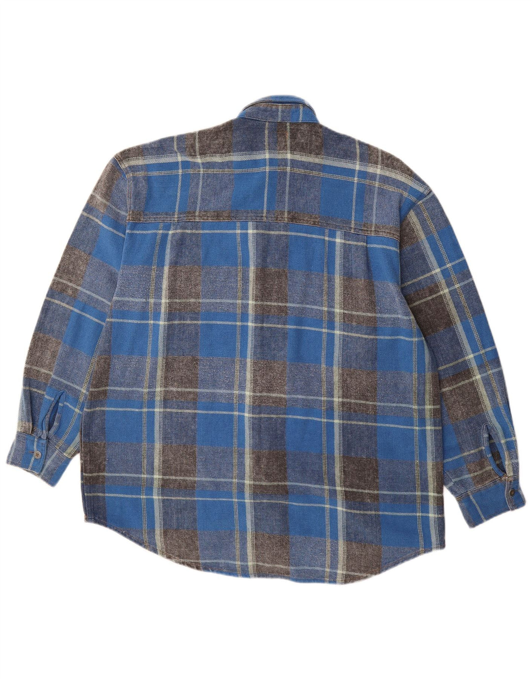 EASY Mens Flannel Shirt Medium Blue Check Cotton