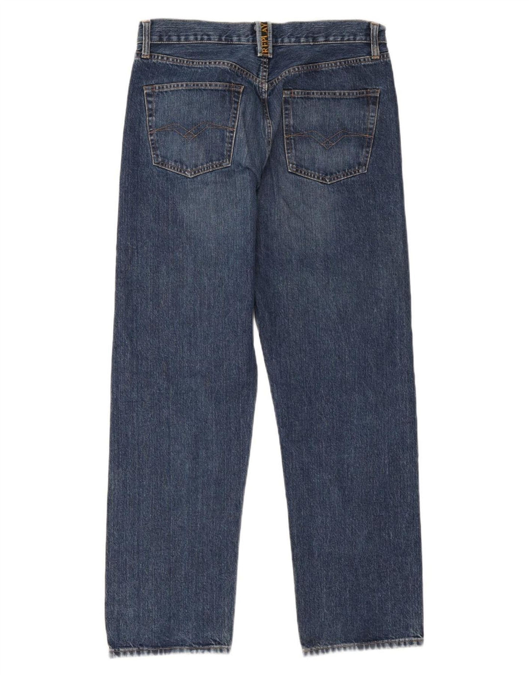 Replay Mens Straight Jeans W34 L30 Blue Cotton