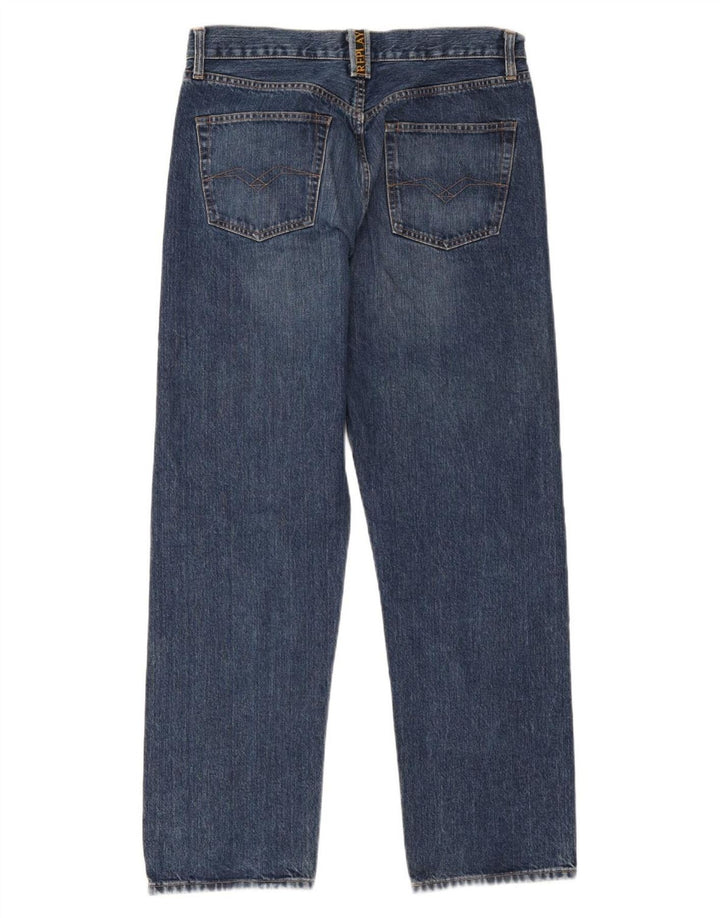 Replay Mens Straight Jeans W34 L30 Blue Cotton