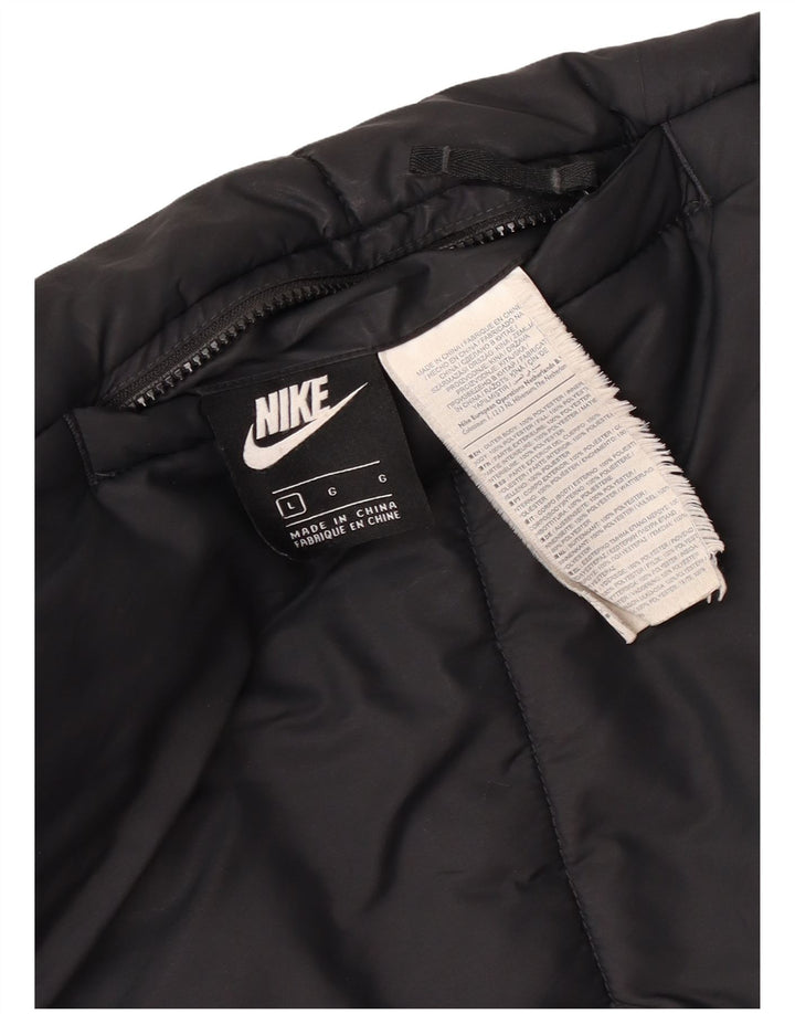 Nike Womens Hooded Reversible Padded Jacket UK 16 Large Black Polyester
