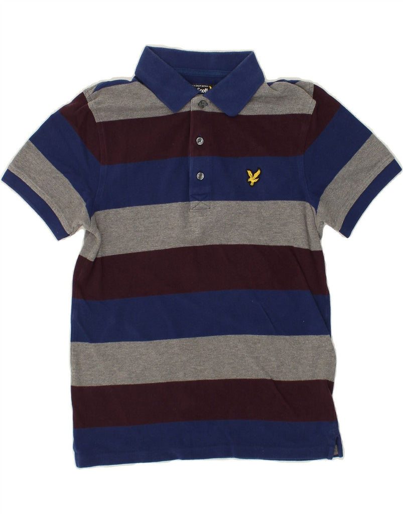 LYLE & SCOTT Boys Polo Shirt 9-10 Years Small Blue Striped Cotton | Vintage Lyle & Scott | Thrift | Second-Hand Lyle & Scott | Used Clothing | Messina Hembry 