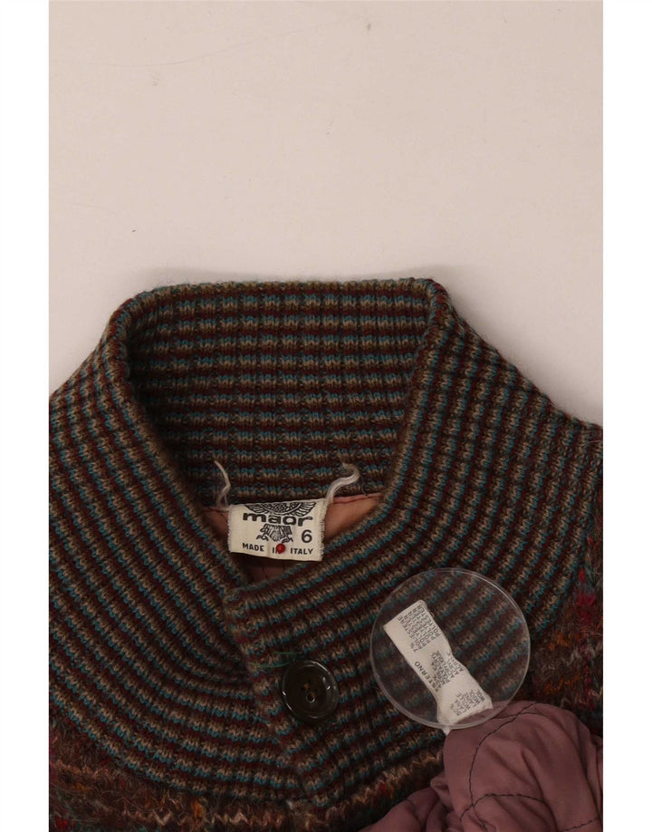 Vintage Mens Knit Bomber Jacket UK 38 Medium Brown Flecked Wool