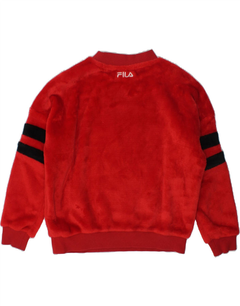 FILA Girls Graphic Fleece Jumper 5-6 Years Red Polyester | Vintage Fila | Thrift | Second-Hand Fila | Used Clothing | Messina Hembry 