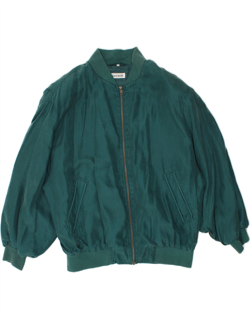 VINTAGE Mens Bomber Jacket IT 52 XL Green Silk Vintage Vintage and Second-Hand Vintage from Messina Hembry 